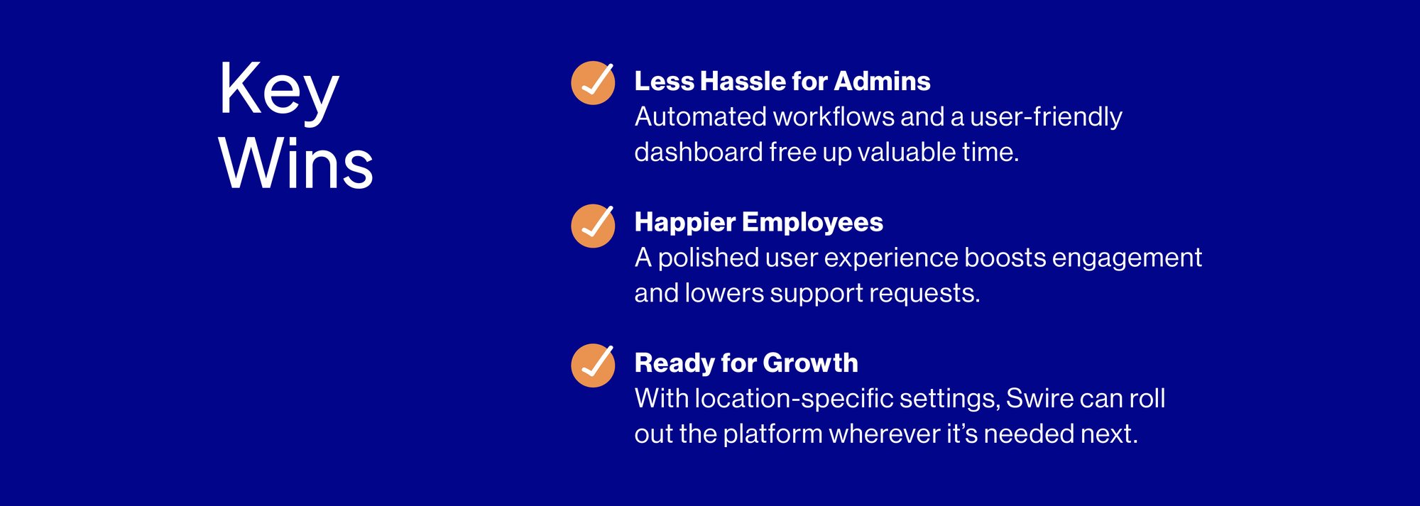 Blue background with text highlighting key benefits of custom application development. Three points: 