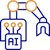 Icon of a robotic arm assembling components labeled 